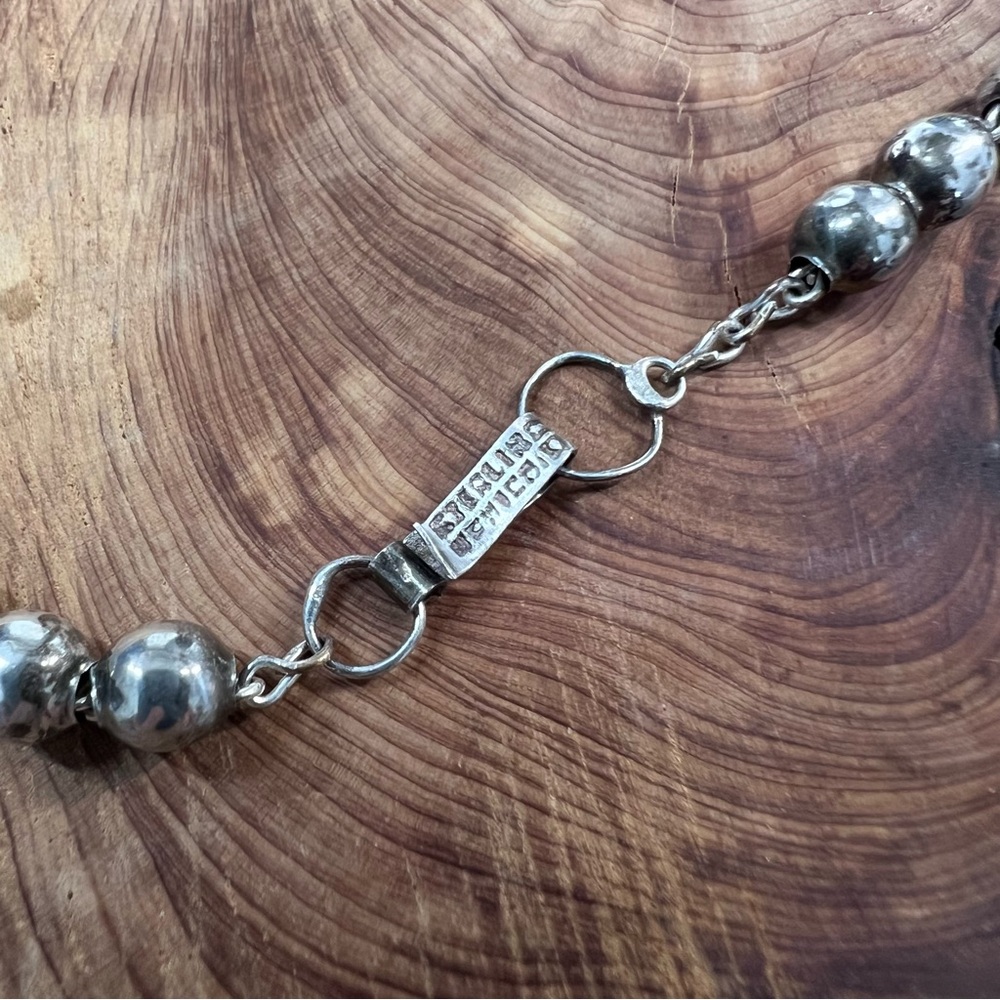 Vintage Mexico Sterling Silver Graduated Ball Bead Necklace - Picture 3 of 7